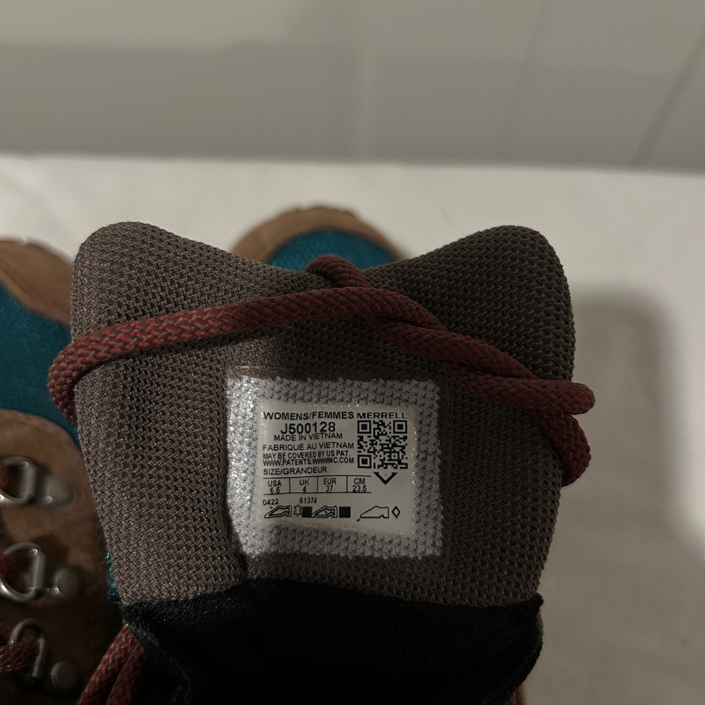 Merrell Women’s Brown and Teal Hiking Shoes - Picture 6 of 7